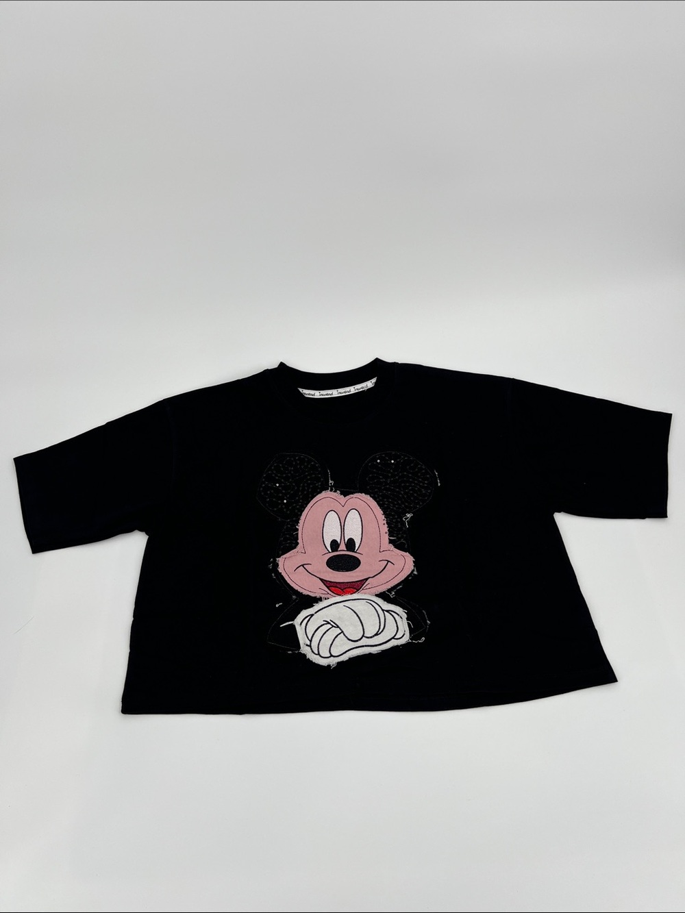 Black Women’s Mickey Graphic Tee - Pink Face Design